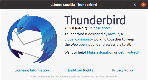 Thunderbird 的幫助對話框