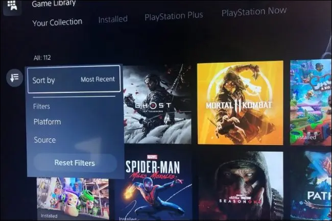 مرشحات ps5 لفرز مكتبة الألعاب