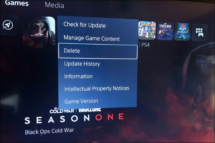 où trouver l'option de suppression pour un jeu ps5