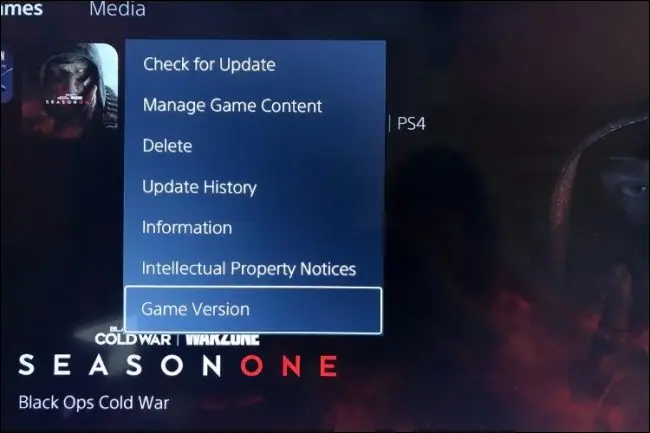 L'opzione del menu ps5 ti consente di controllare la versione del gioco