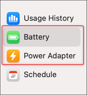 As guias "Bateria" e "Adaptador de energia" do macOS Big Sur.