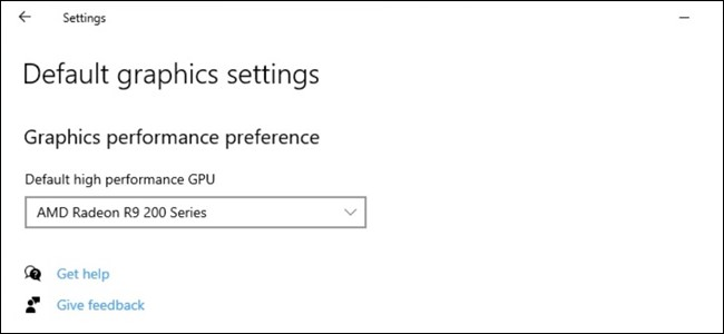 Alegerea unui GPU implicit de înaltă performanță pe Windows 10.