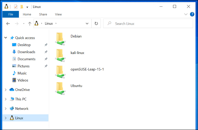 Vizualizarea fișierelor de distribuție Linux în File Explorer