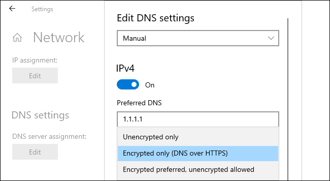 Activarea DNS prin HTTPS pe Windows 10.