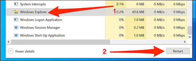 أعد تشغيل مستكشف Windows