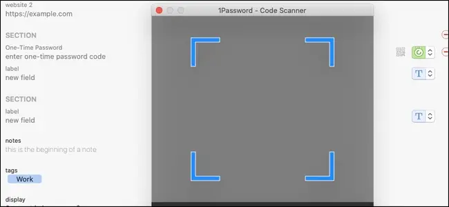 Faites glisser le scanner de code QR de 1Password vers la fenêtre de votre navigateur