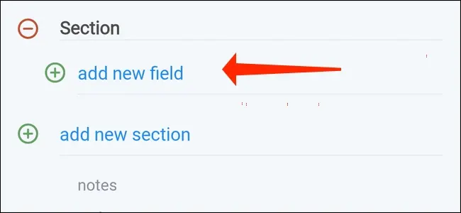 Tippen Sie auf „Neues Feld hinzufügen“