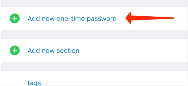 Ketuk "Tambahkan kata sandi satu kali baru"