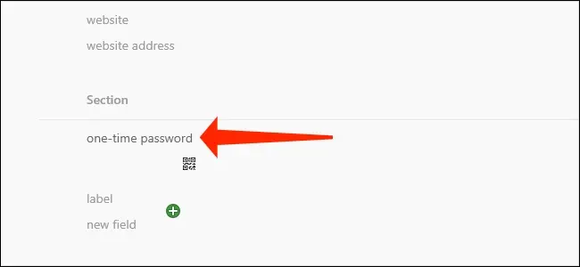 一次性密码字段是您需要向 1Password 添加两因素验证码