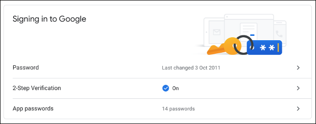 Senhas do aplicativo de verificação em duas etapas do Google