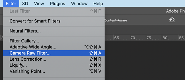 在 Photoshop 中打開相機原始濾鏡