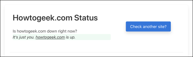 Status do Downfor.io para How-To Geek