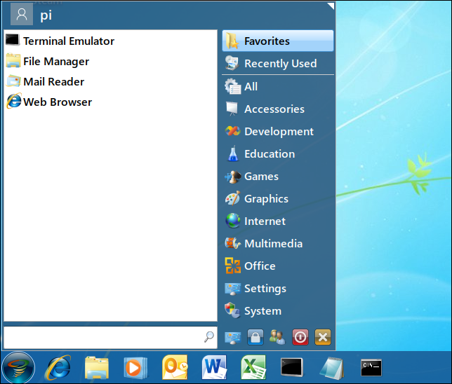 Menu del sistema dei temi di Windows 7 del sistema operativo Twister