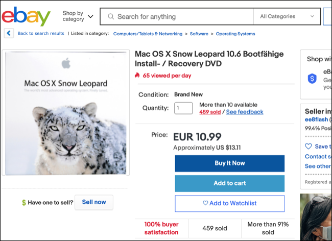 OS X Snow Leopard sur eBay