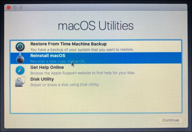 macOS 유틸리티로 macOS 재설치