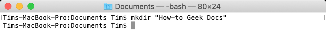mkdir macOS Terminal Komutu