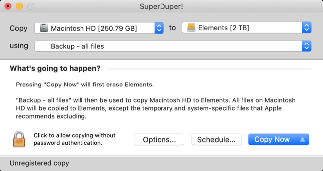 Super Duper! Software di backup per Mac