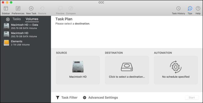 Carbon Copy Cloner auf macOS