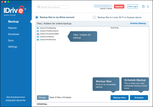 IDrive لنظام التشغيل macOS