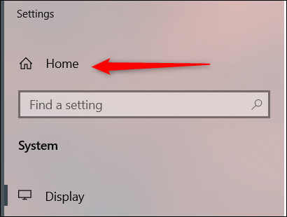 Faceți clic pe „Acasă” în meniul Setări.