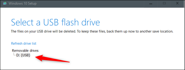 Sélectionnez la clé USB à utiliser.