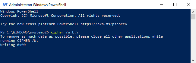 cipher /w komutunu çalıştırın.