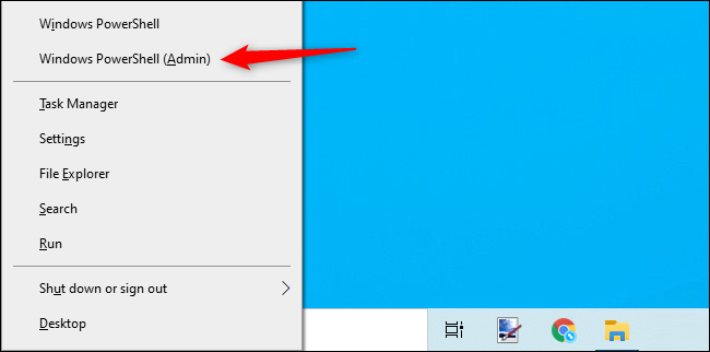 คลิกขวาที่เริ่มและเลือก "Windows PowerShell (ผู้ดูแลระบบ)")