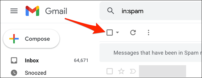 Clique na opção "Selecionar" no Gmail.