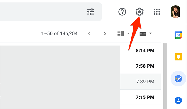 คลิกตัวเลือก "การตั้งค่า" ใน Gmail