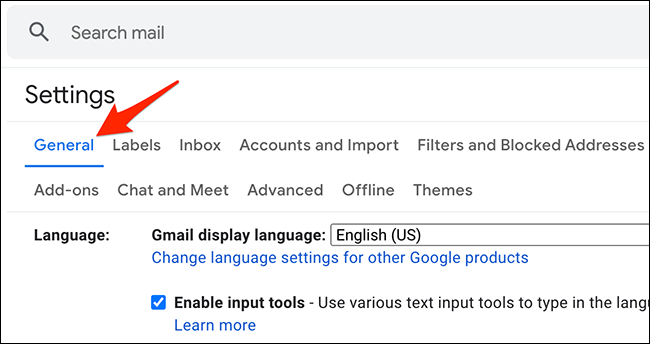 คลิก "ทั่วไป" ใน "การตั้งค่า" บน Gmail