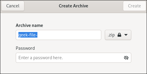 Finestra di dialogo dell'archivio compresso dei file GNOME