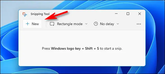 คลิก "ใหม่" ในแถบเครื่องมือ Snipping Tool