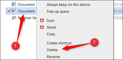 Haga clic derecho en el archivo y luego haga clic en Eliminar.