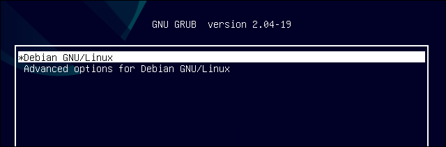 Opções do menu GRUB para Debian 11 Bullseye