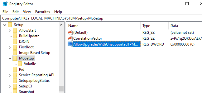 Haga doble clic en "Permitir actualizaciones con TPMO o CPU no compatibles".