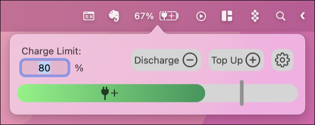 Réglage de la limite de charge dans AlDente Pro pour macOS