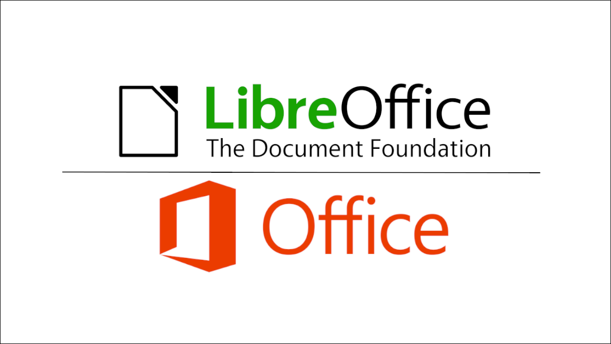 โลโก้ LibreOffice เหนือโลโก้ Microsoft Office