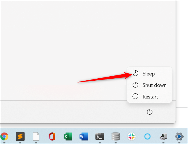 Alegeți opțiunea Sleep.