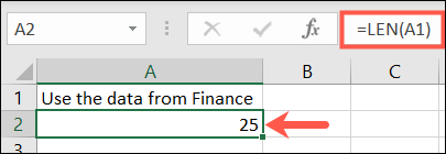 Excel'de LEN işlevi