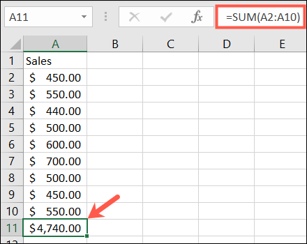 Excel 中的 SUM 函數