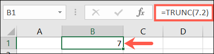 دالة TRUNC في Excel