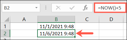 Funkcja TERAZ w programie Excel