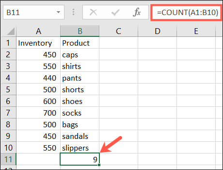 Fonction COUNT dans Excel