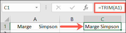 Excel'de TRIM işlevi