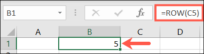 وظيفة ROW في Excel