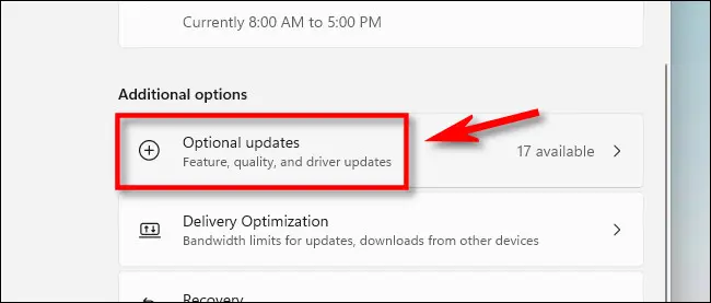 Klicken Sie in den Windows-Einstellungen auf „Optionale Updates“.