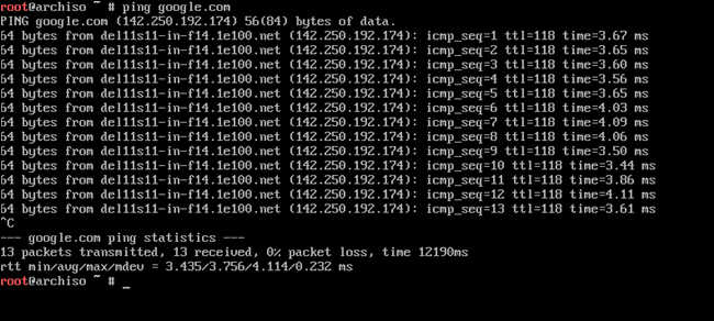 ตรวจสอบเครือข่ายบน Arch Linux ด้วย ping