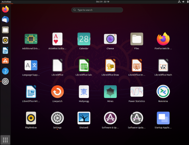 แสดงแอปพลิเคชันใน Ubuntu