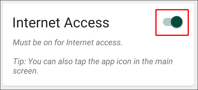 앱이 인터넷에 연결하는 것을 완전히 차단하려면 인터넷 액세스를 끄십시오.