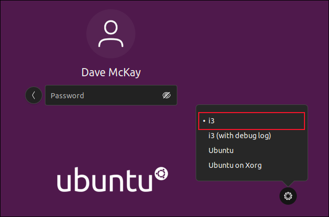 在登錄屏幕上選擇 i3